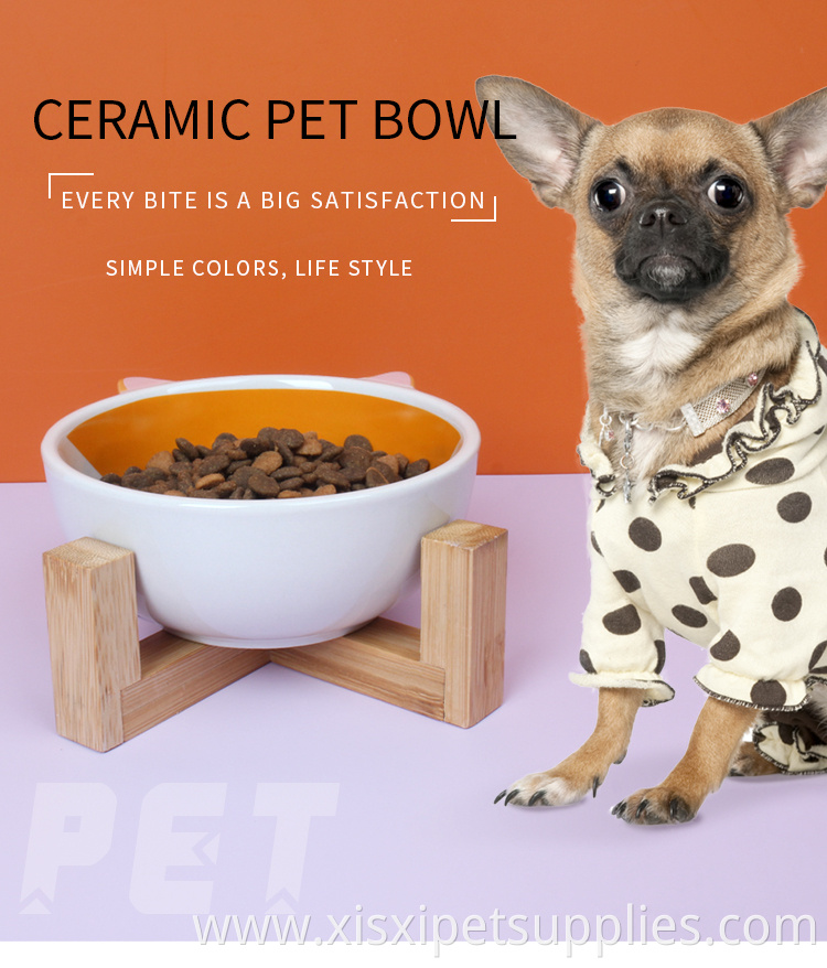 Factory Wholesale Ceramic Pet Cat Dog Food Bowl With Stand
